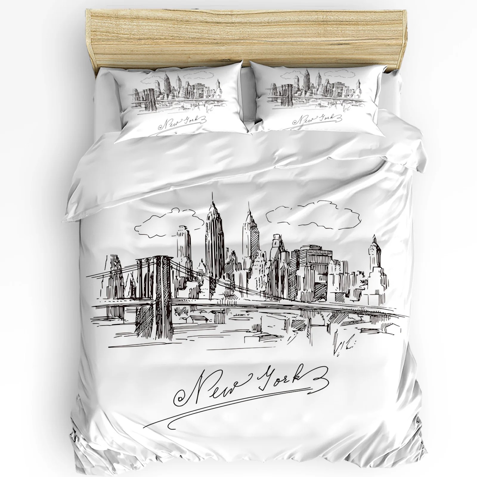 Home Textiles New York - 뉴욕 스케치 시티 이불 커버 침구