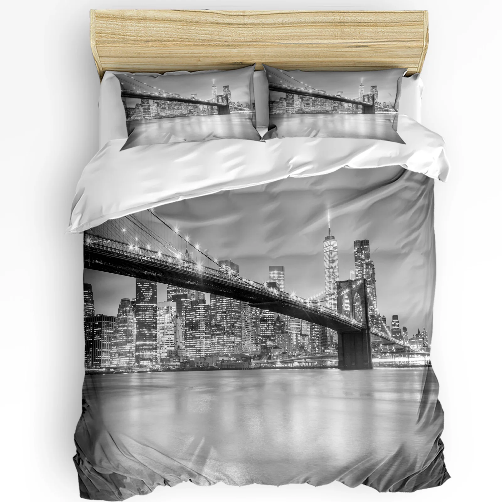 Home Textiles New York - 3피스 침구 세트 그레이 뉴욕 시티