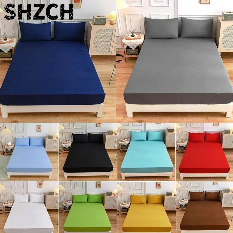 Mattress Pad Topper - 솔리드 컬러 소프트 폴리에스터 피티드 시트