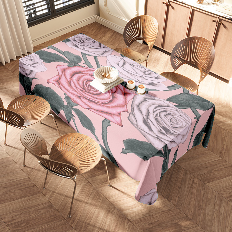 핑크 장미 장식과 핑크 꽃 식탁보 다이닝 룸 장식 홈  - Home Textiles Com 리뷰 및 가격