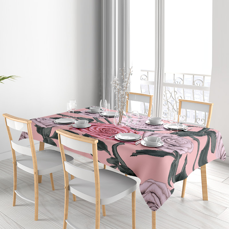 핑크 장미 장식과 핑크 꽃 식탁보 다이닝 룸 장식 홈  - Home Textiles Com 리뷰 및 가격