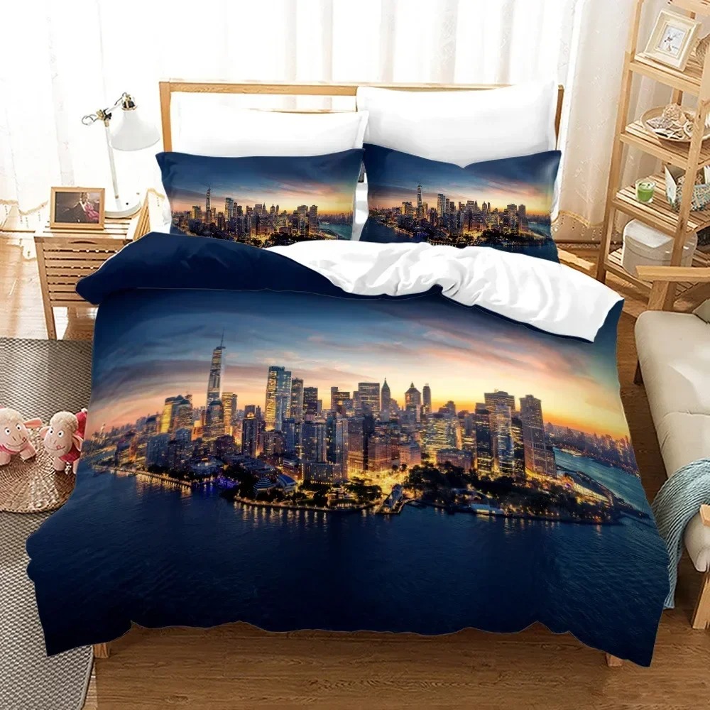3D 프린트 뉴욕시 야경 침구 세트 퀸 킹 사이즈 이불 - Home Textiles New York 리뷰 및 가격
